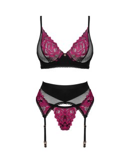 Komplet Obsessive Rosenty Set With Garter Belt XS-2XL Obsessive